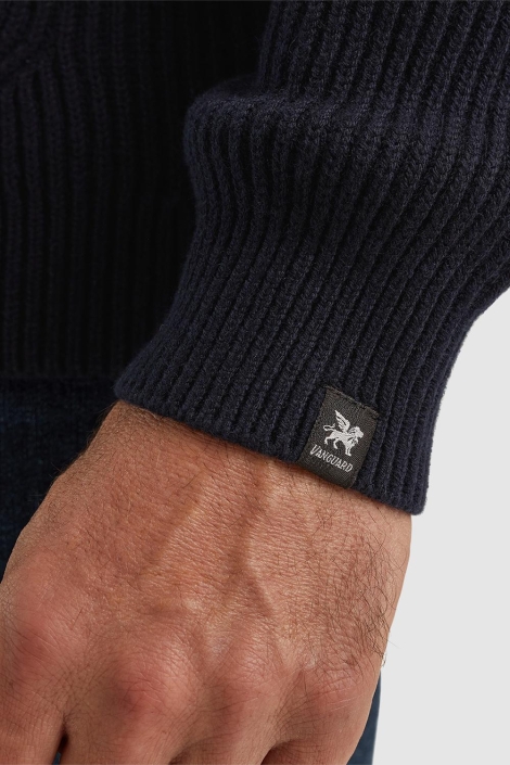 Vanguard half zip collar cotton blend wool